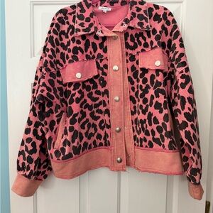 White Birch Pink and Black Leopard Print Jacket
